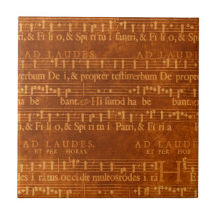 Mediaeval Music Manuscript, Rust Colour Ceramic Tile