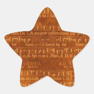 Mediaeval Music Manuscript Star Shape Sticker