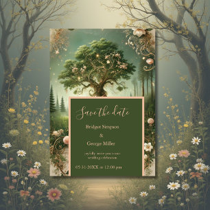 Mediaeval mystic fantasy engraving Save the Date Invitation