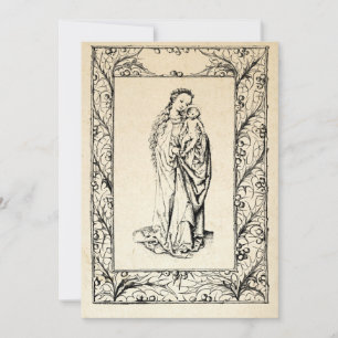 Mediaeval Nativity Mary and Jesus Holy Border Holi Holiday Card