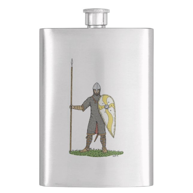 Mediaeval Norman Knight Circa 1066 Hip Flask (Front)