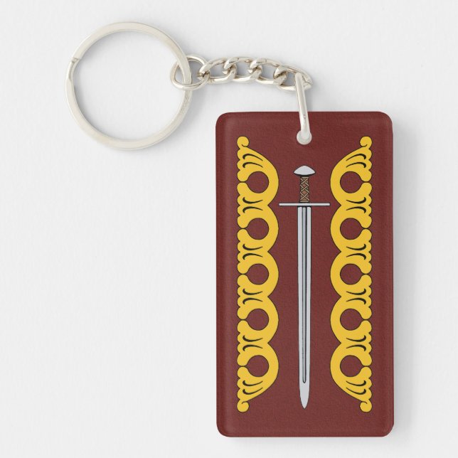 Mediaeval Norman Sword and Decorative Bands Key Ring (Front)