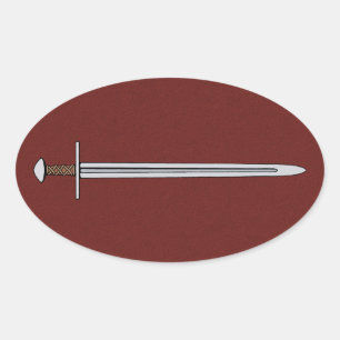 Mediaeval Norman Sword Oval Sticker