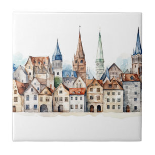 Mediaeval old city  ceramic tile