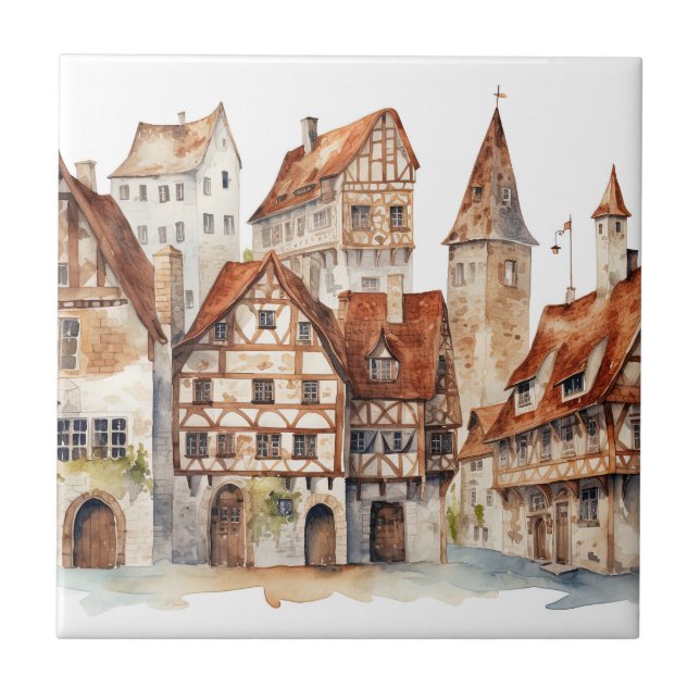 Mediaeval old city  ceramic tile (Front)
