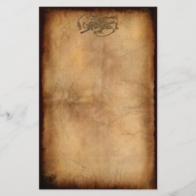 Mediaeval Old World Dragon on Parchment-effect Stationery (Front)