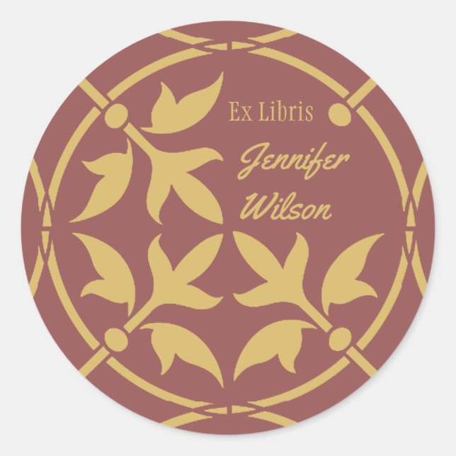 Mediaeval ornament Bookplate Ex Libris CC0086 Classic Round Sticker (Front)