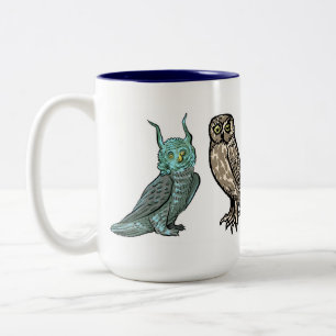Mediaeval Owls Two-Tone Coffee Mug