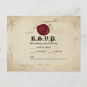 Mediaeval Parchment Wax Seal Fairytale Wedding RSV Postcard