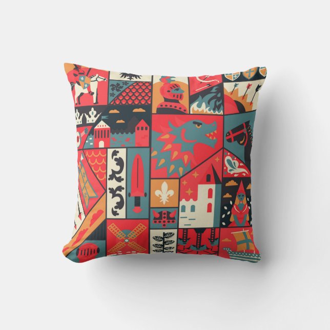 Mediaeval pattern seamless design. Decoration text Cushion (Front)