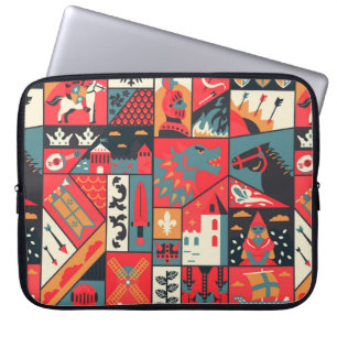 Mediaeval pattern seamless design. Decoration text Laptop Sleeve