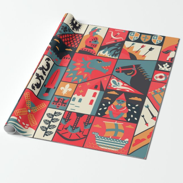 Mediaeval pattern seamless design. Decoration text Wrapping Paper (Unrolled)