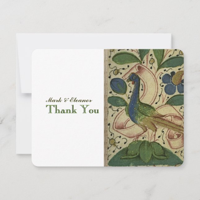 Mediaeval Pheasant Personalised Thank YOu Card (Front)