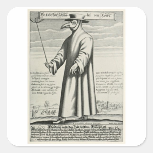 Mediaeval Plague Doctor Square Sticker (Front)