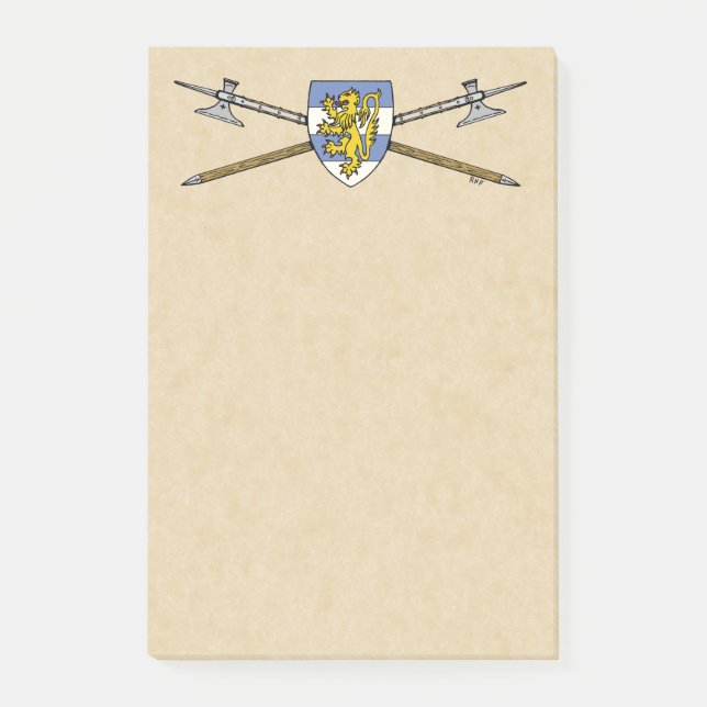 Mediaeval Poleaxes and Shield Post-it Notes (Front)