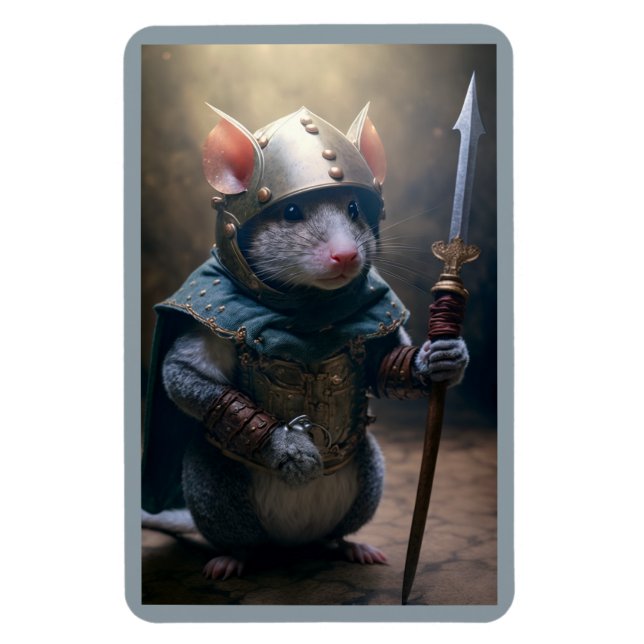 Mediaeval Rat with Spear Magnet (Vertical)