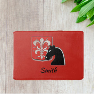 Mediaeval Red and Black Knight and Shield Bath Mat