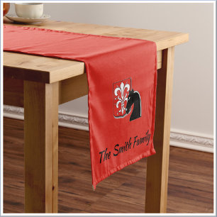 Mediaeval Red and Black Knight and Shield Short Table Runner
