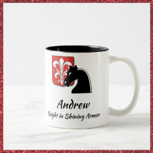 Mediaeval Red and Black Knight and Shield Two-Tone Coffee Mug