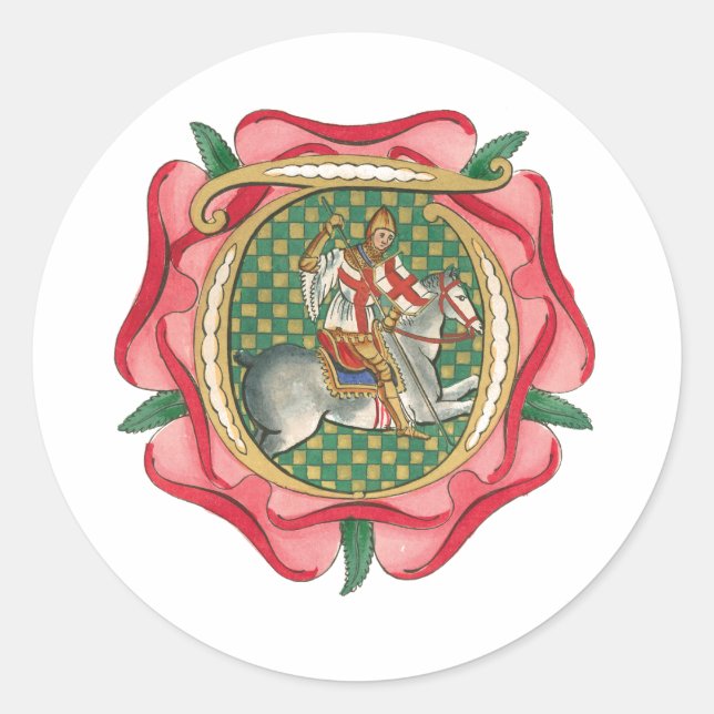 Mediaeval Red Rose Classic Round Sticker (Front)