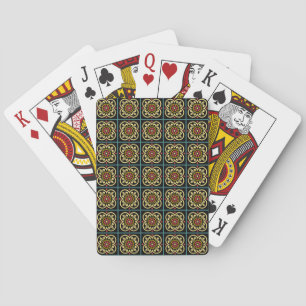 Mediaeval Red Yellow Flower Lilies Vintage Pattern Playing Cards