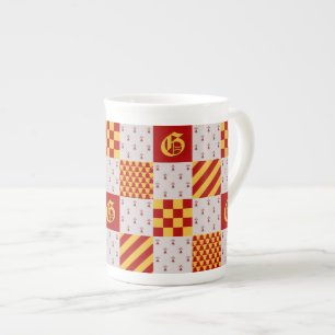 Mediaeval Red Yellow Magical Fantasy Heraldic Bone China Mug