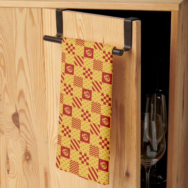 Mediaeval Red Yellow Magical Fantasy Heraldic Tea Towel (Thirds Fold)