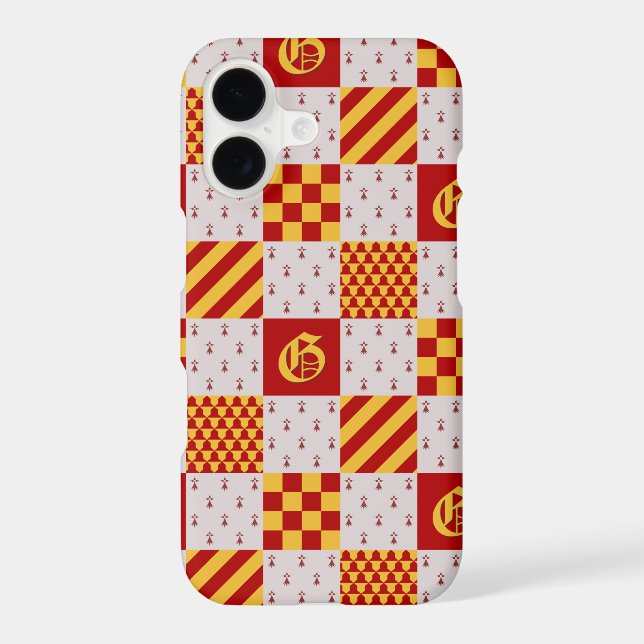 Mediaeval Red Yellow Vair Ermine Heraldic Pattern (Back)