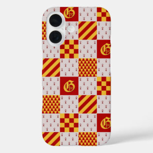 Mediaeval Red Yellow Vair Ermine Heraldic Pattern iPhone 16 Case