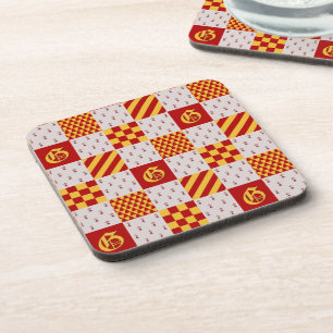 Mediaeval Red Yellow Vair Ermine Heraldic Pattern Coaster