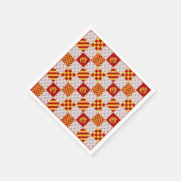 Mediaeval Red Yellow Vair Ermine Heraldic Pattern Napkin