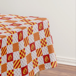 Mediaeval Red Yellow Vair Ermine Heraldic Pattern Tablecloth