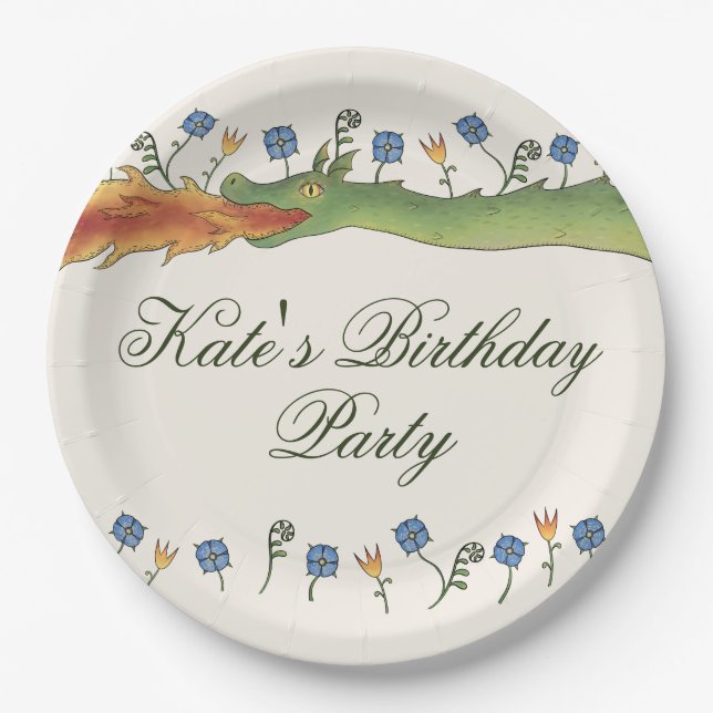 Mediaeval Ren Faire dragon Paper Plate (Front)