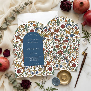 Mediaeval Renaissance Arch Floral Pattern Wedding Invitation