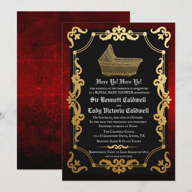 Mediaeval Renaissance Baby Shower Invitation (Front/Back)