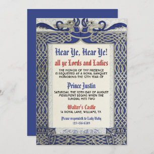 Mediaeval Renaissance Birthday Invitation
