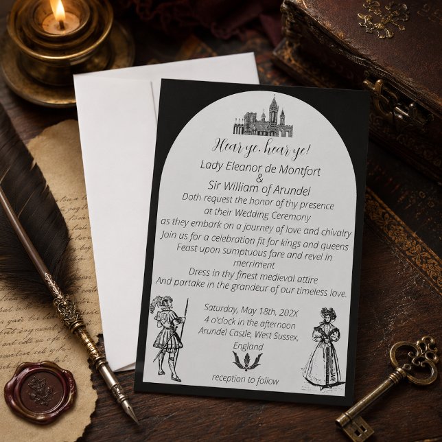 Mediaeval Renaissance Black Arch Wedding Invitation (Creator Uploaded)