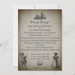 Mediaeval Renaissance Dark Parchment Wedding Invitation