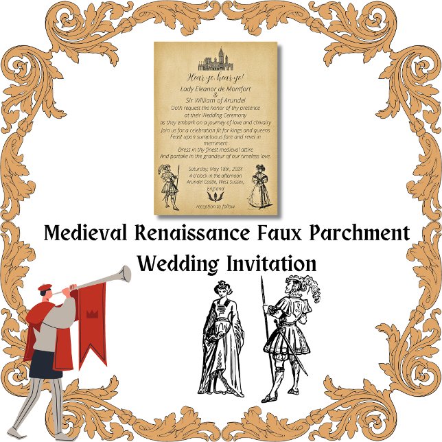 Mediaeval Renaissance Faux Parchment Wedding Invitation (Medieval Renaissance Faux Parchment Wedding Invitation)