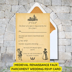 Mediaeval Renaissance Faux Parchment Wedding RSVP Card