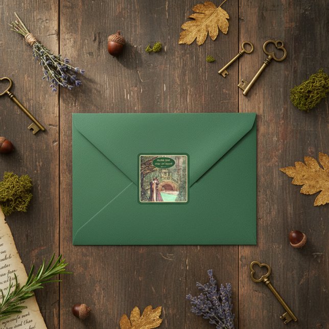 Mediaeval Renaissance Floral and Sword Gold  Square Sticker (Creator Uploaded)