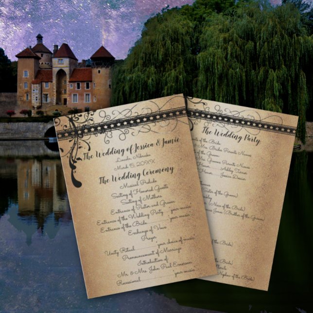 Mediaeval Renaissance Gold & Black Wedding Program (Creator Uploaded)
