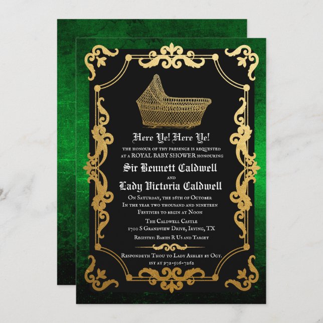 Mediaeval Renaissance Goth Baby Shower Invitation (Front/Back)