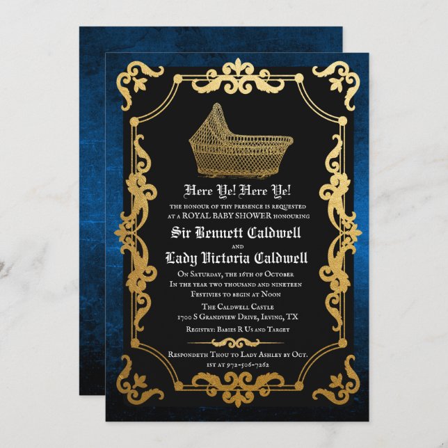 Mediaeval Renaissance Goth Baby Shower Invitation (Front/Back)