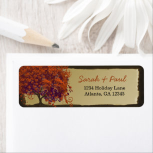 Mediaeval Renaissance Heart Leaf Coral Tree  Return Address Label