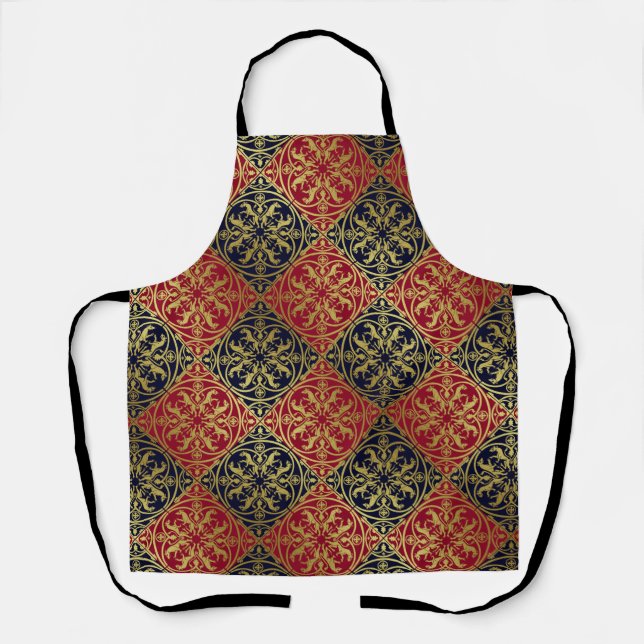 Mediaeval Renaissance Herald Lion Leopard Metallic Apron (Front)