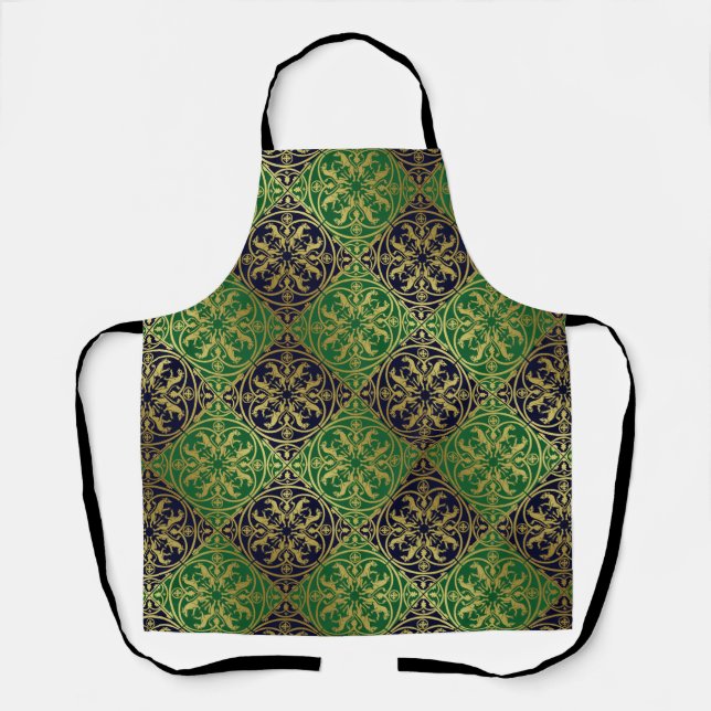 Mediaeval Renaissance Herald Lion Leopard Metallic Apron (Front)
