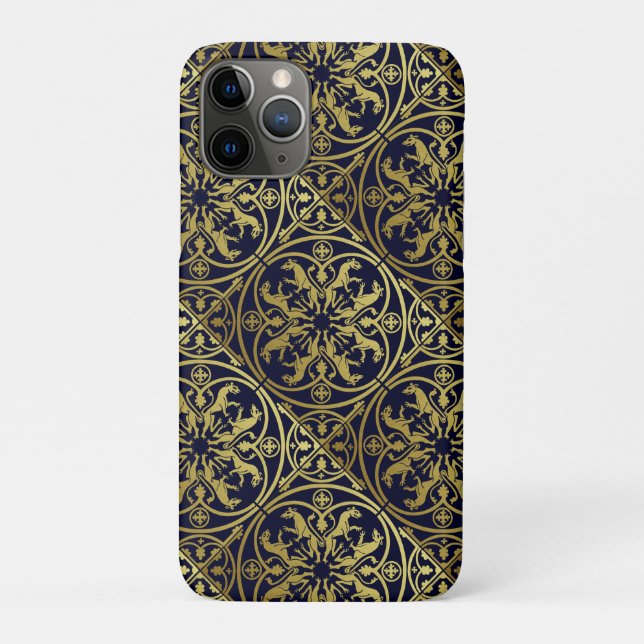 Mediaeval Renaissance Herald Lion Leopard Metallic Case-Mate iPhone Case (Back)