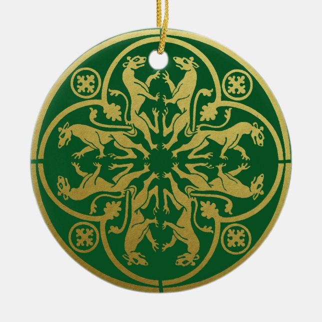 Mediaeval Renaissance Herald Lion Leopard Metallic Ceramic Ornament (Front)