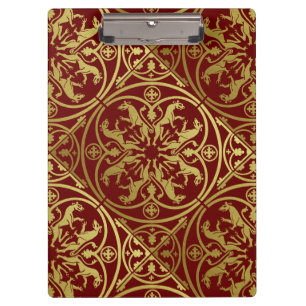 Mediaeval Renaissance Herald Lion Leopard Metallic Clipboard